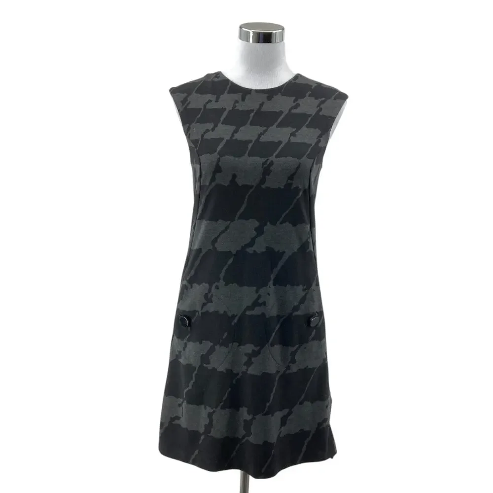 Michael Kors Black Gray Camouflage Sheath Dress Small Womens Sleeveless Back Zip